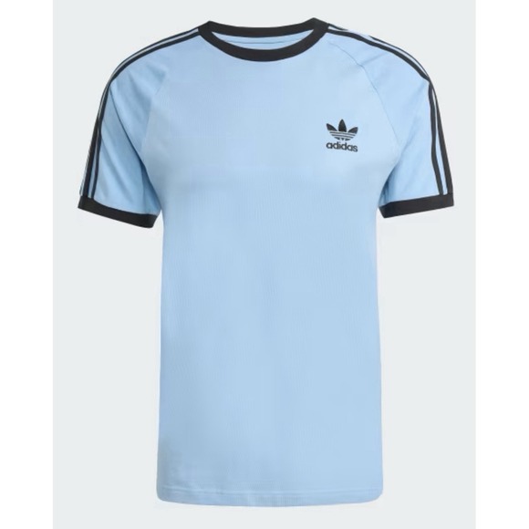 Adidas Men's Originals Adicolor 3 Stripes T shirt Sz 2XL Ash Blue/ Black Cotton - Picture 2 of 11